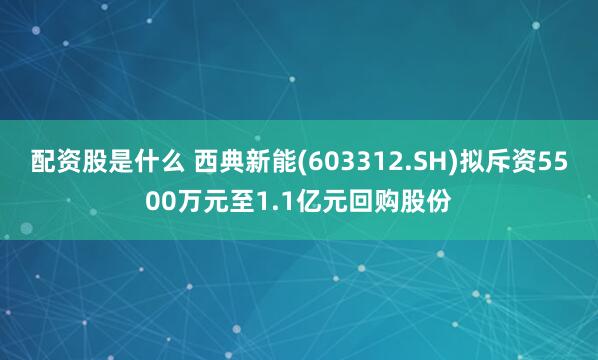 配资股是什么 西典新能(603312.SH)拟斥资5500万元至1.1亿元回购股份